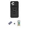 MARSİLYAN™- iPhone 12 Pro Max Kılıf Ahenk Klasik - Siyah Polymer Nano Ekran Koruyucu + Metal Kamera Lens Koruma Cam - GD