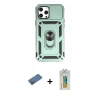 MARSİLYAN™- iPhone 12 Pro Max Kılıf Ahenk Klasik - Siyah Polymer Nano Ekran Koruyucu + Gold Shine Kamera Lens Koruma Cam