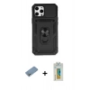 MARSİLYAN™- iPhone 12 Pro Max Kılıf Ahenk Klasik - Siyah Polymer Nano Ekran Koruyucu + Gümüş Shine Kamera Lens Koruma Cam