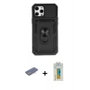MARSİLYAN™- iPhone 12 Pro Max Kılıf Ahenk Klasik - Siyah Polymer Nano Ekran Koruyucu + Renkli Kamera Lens Koruma Cam - MI