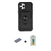 MARSİLYAN™- iPhone 12 Pro Max Kılıf Ahenk Klasik - Siyah Polymer Nano Ekran Koruyucu + Renkli Kamera Lens Koruma Cam - SI