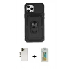 MARSİLYAN™- iPhone 12 Pro Max Kılıf Ahenk Klasik - Siyah Polymer Nano Ekran Koruyucu + Shine Kamera Lens - GD