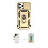 MARSİLYAN™- iPhone 12 Pro Max Kılıf Ahenk Klasik - Siyah Polymer Nano Ekran Koruyucu + Shine Kamera Lens - GD