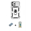 MARSİLYAN™- iPhone 12 Pro Max Kılıf Ahenk Klasik - Siyah Polymer Nano Ekran Koruyucu + Shine Kamera Lens Koruma Cam - GI