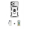 MARSİLYAN™- iPhone 12 Pro Max Kılıf Ahenk Klasik - Siyah Polymer Nano Ekran Koruyucu + Shine Kamera Lens - LT