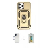 MARSİLYAN™- iPhone 12 Pro Max Kılıf Ahenk Klasik - Siyah Polymer Nano Ekran Koruyucu + Shine Kamera Lens - LT