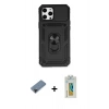 MARSİLYAN™- iPhone 12 Pro Max Kılıf Ahenk Klasik - Siyah Polymer Nano Ekran Koruyucu + Shine Kamera Lens Koruma Cam - SH