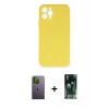 MARSİLYAN™- iPhone 12 Pro Max Kılıf Ahenk Serisi - Şeffaf 360 Full Body Arka Koruyucu + Neon Fosforlu Kamera Lens - YL