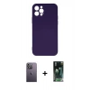 MARSİLYAN™- iPhone 12 Pro Max Kılıf Ahenk Serisi - Şeffaf 360 Full Body Arka Koruyucu + Neon Fosforlu Kamera Lens - BZ