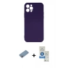 MARSİLYAN™- iPhone 12 Pro Max Kılıf Ahenk Serisi - Şeffaf Royal Nano Ekran Koruyucu + Gümüş Shine Kamera Lens Koruma Cam