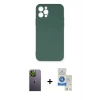 MARSİLYAN™- iPhone 12 Pro Max Kılıf Ahenk Serisi - Şeffaf Royal Nano Ekran Koruyucu + Neon Fosforlu Kamera Lens - YL