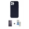 MARSİLYAN™- iPhone 12 Pro Max Kılıf Ahenk Serisi - Şeffaf Royal Nano Ekran Koruyucu + Neon Fosforlu Kamera Lens - BZ