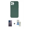 MARSİLYAN™- iPhone 12 Pro Max Kılıf Ahenk Serisi - Şeffaf Royal Nano Ekran Koruyucu + Neon Fosforlu Kamera Lens - MI
