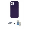 MARSİLYAN™- iPhone 12 Pro Max Kılıf Ahenk Serisi - Şeffaf Royal Nano Ekran Koruyucu + Renkli Kamera Lens Koruma Cam - SI
