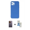 MARSİLYAN™- iPhone 12 Pro Max Kılıf Ahenk Serisi - Şeffaf Royal Nano Ekran Koruyucu + Sarı Neon Fosforlu Kamera Lens