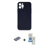 MARSİLYAN™- iPhone 12 Pro Max Kılıf Ahenk Serisi - Şeffaf Royal Nano Ekran Koruyucu + Renkli Kamera Lens Koruma Cam - TU