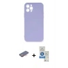 MARSİLYAN™- iPhone 12 Pro Max Kılıf Ahenk Serisi - Şeffaf Royal Nano Ekran Koruyucu + Renkli Kamera Lens Koruma Cam - TU