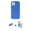 MARSİLYAN™- iPhone 12 Pro Max Kılıf Ahenk Serisi - Şeffaf Royal Nano Ekran Koruyucu + Renkli Kamera Lens Koruma Cam - TU