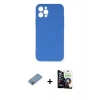 MARSİLYAN™- iPhone 12 Pro Max Kılıf Ahenk Serisi - Şeffaf Temperli Cam Ekran Koruyucu + Gökkuşağı Shine Kamera Lens Koruma Cam