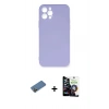 MARSİLYAN™- iPhone 12 Pro Max Kılıf Ahenk Serisi - Şeffaf Temperli Cam Ekran Koruyucu + Gold Shine Kamera Lens Koruma Cam