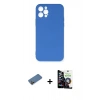 MARSİLYAN™- iPhone 12 Pro Max Kılıf Ahenk Serisi - Şeffaf Temperli Cam Ekran Koruyucu + Gold Shine Kamera Lens Koruma Cam