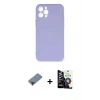 MARSİLYAN™- iPhone 12 Pro Max Kılıf Ahenk Serisi - Şeffaf Temperli Cam Ekran Koruyucu + Kırmızı Metal Kamera Lens Koruma Cam