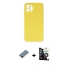 MARSİLYAN™- iPhone 12 Pro Max Kılıf Ahenk Serisi - Şeffaf Temperli Cam Ekran Koruyucu + Kırmızı Metal Kamera Lens Koruma Cam