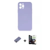 MARSİLYAN™- iPhone 12 Pro Max Kılıf Ahenk Serisi - Şeffaf Temperli Cam Ekran Koruyucu + Metal Kamera Lens Koruma Cam - GD