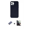MARSİLYAN™- iPhone 12 Pro Max Kılıf Ahenk Serisi - Şeffaf Temperli Cam Ekran Koruyucu + Metal Kamera Lens Koruma Cam - GD