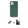 MARSİLYAN™- iPhone 12 Pro Max Kılıf Ahenk Serisi - Şeffaf Temperli Cam Ekran Koruyucu + Metal Kamera Lens Koruma Cam - GD