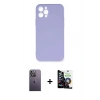 MARSİLYAN™- iPhone 12 Pro Max Kılıf Ahenk Serisi - Şeffaf Temperli Cam Ekran Koruyucu + Neon Fosforlu Kamera Lens - BZ