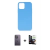 MARSİLYAN™- iPhone 12 Pro Max Kılıf Ahenk Serisi - Şeffaf Temperli Cam Ekran Koruyucu + Neon Fosforlu Kamera Lens - BZ