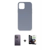 MARSİLYAN™- iPhone 12 Pro Max Kılıf Ahenk Serisi - Şeffaf Temperli Cam Ekran Koruyucu + Neon Fosforlu Kamera Lens - BZ