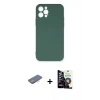 MARSİLYAN™- iPhone 12 Pro Max Kılıf Ahenk Serisi - Şeffaf Temperli Cam Ekran Koruyucu + Renkli Kamera Lens Koruma Cam - PE