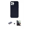 MARSİLYAN™- iPhone 12 Pro Max Kılıf Ahenk Serisi - Şeffaf Temperli Cam Ekran Koruyucu + Renkli Kamera Lens Koruma Cam - TU