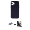 MARSİLYAN™- iPhone 12 Pro Max Kılıf Ahenk Serisi - Şeffaf Temperli Cam Ekran Koruyucu + Renkli Kamera Lens Koruma Cam - MI