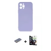 MARSİLYAN™- iPhone 12 Pro Max Kılıf Ahenk Serisi - Şeffaf Temperli Cam Ekran Koruyucu + Sarı Renkli Kamera Lens Koruma Cam