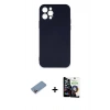 MARSİLYAN™- iPhone 12 Pro Max Kılıf Ahenk Serisi - Şeffaf Temperli Cam Ekran Koruyucu + Shine Kamera Lens Koruma Cam - PE