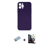 MARSİLYAN™- iPhone 12 Pro Max Kılıf Ahenk Serisi - Şeffaf Temperli Cam Ekran Koruyucu + Shine Kamera Lens Koruma Cam - MI