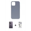 MARSİLYAN™- iPhone 12 Pro Max Kılıf Ahenk Serisi - Şeffaf Uv Polymer Nano Ekran Koruyucu + Neon Fosforlu Kamera Lens - BZ
