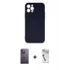 MARSİLYAN™- iPhone 12 Pro Max Kılıf Ahenk Serisi - Şeffaf Uv Polymer Nano Ekran Koruyucu + Neon Fosforlu Kamera Lens - BZ