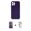 MARSİLYAN™- iPhone 12 Pro Max Kılıf Ahenk Serisi - Şeffaf Uv Polymer Nano Ekran Koruyucu + Neon Fosforlu Kamera Lens - BZ