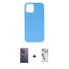 MARSİLYAN™- iPhone 12 Pro Max Kılıf Ahenk Serisi - Şeffaf Uv Polymer Nano Ekran Koruyucu + Neon Fosforlu Kamera Lens - BZ