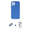 MARSİLYAN™- iPhone 12 Pro Max Kılıf Ahenk Serisi - Şeffaf Uv Polymer Nano Ekran Koruyucu + Gökkuşağı Shine Kamera Lens Koruma Cam