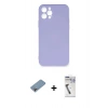 MARSİLYAN™- iPhone 12 Pro Max Kılıf Ahenk Serisi - Şeffaf Uv Polymer Nano Ekran Koruyucu + Gökkuşağı Shine Kamera Lens Koruma Cam