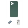 MARSİLYAN™- iPhone 12 Pro Max Kılıf Ahenk Serisi - Şeffaf Uv Polymer Nano Ekran Koruyucu + Kırmızı Metal Kamera Lens Koruma Cam
