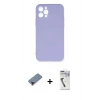 MARSİLYAN™- iPhone 12 Pro Max Kılıf Ahenk Serisi - Şeffaf Uv Polymer Nano Ekran Koruyucu + Kırmızı Metal Kamera Lens Koruma Cam