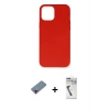 MARSİLYAN™- iPhone 12 Pro Max Kılıf Ahenk Serisi - Şeffaf Uv Polymer Nano Ekran Koruyucu + Kırmızı Metal Kamera Lens Koruma Cam