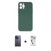 MARSİLYAN™- iPhone 12 Pro Max Kılıf Ahenk Serisi - Şeffaf Uv Polymer Nano Ekran Koruyucu + Neon Fosforlu Kamera Lens - MI
