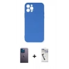 MARSİLYAN™- iPhone 12 Pro Max Kılıf Ahenk Serisi - Şeffaf Uv Polymer Nano Ekran Koruyucu + Neon Fosforlu Kamera Lens - MI